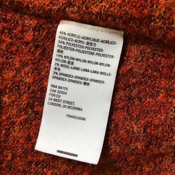 Anthropologie Jolie Long Open Front Cardigan Sweater Wool Blend Orange Medium - Picture 5 of 6